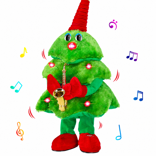 Árbol navideño eléctrico de peluche que canta y baila | Dale vida a la navidad con música, luces y diversión| Adorno Navideño