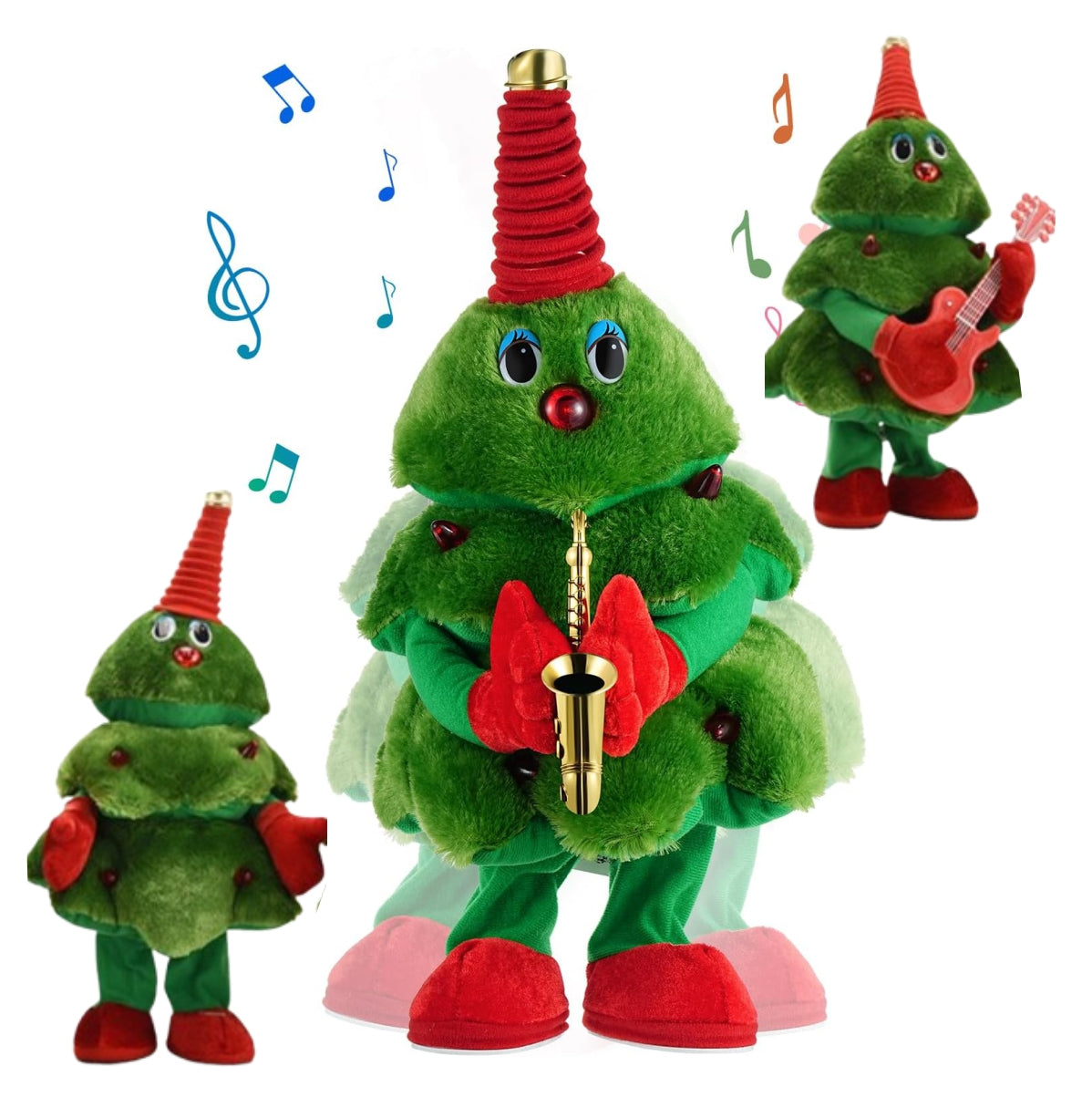 Árbol navideño eléctrico de peluche que canta y baila | Dale vida a la navidad con música, luces y diversión| Adorno Navideño